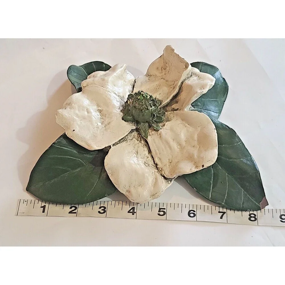 Vintage Ceramic Magnolia Flower Centerpiece Hand Painted 1970's